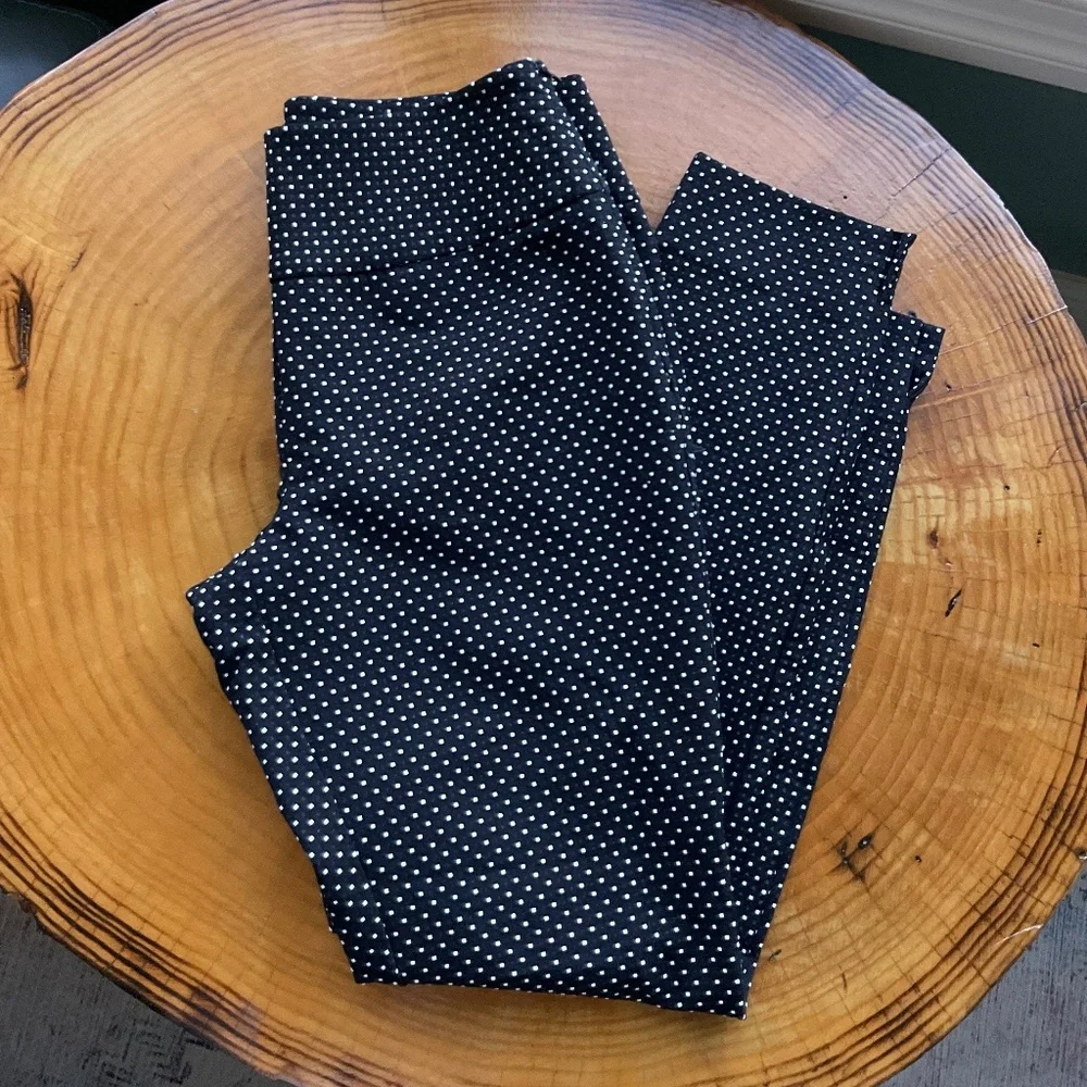 CAbi #5175 Pants Cropped Trousers Black White Polka Dot Side Zip Women's Size 4